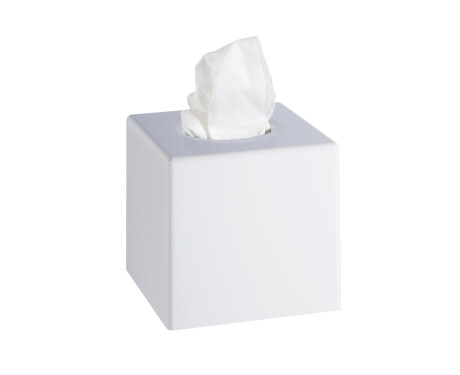 Dispensador de lenços de papel - formato de cubo / ABS branco brilhante