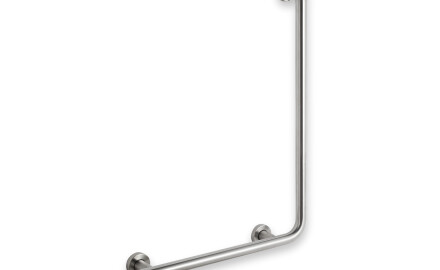 Barra de apoio para pessoas com deficiência Ø32 STANDARD tipo L, 55 x 77 esquerda / aço inoxidável escovado