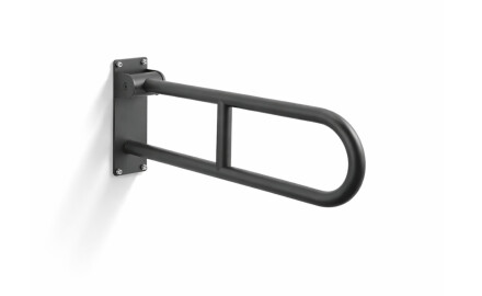 Barra de apoio para pessoas com deficiência, Ø32, arqueada e basculante, modelo STANDARD - 60 cm / aço inoxidável, preto mate