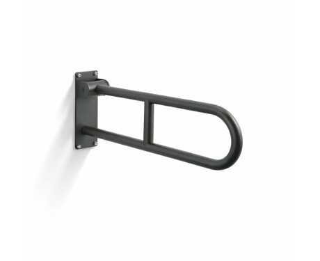 Barra de apoio para pessoas com deficiência, Ø32, arqueada e basculante, modelo STANDARD - 60 cm / aço inoxidável, preto mate