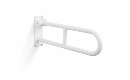 Barra de apoio para pessoas com deficiência, Ø32, arqueada e basculante, modelo STANDARD - 60 cm / aço inoxidável, branco mate
