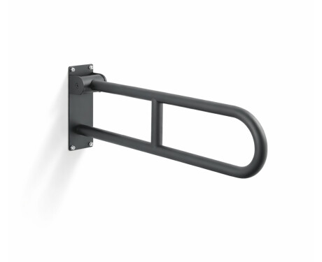 Barra de apoio para pessoas com deficiência, Ø32, arqueada e basculante, modelo STANDARD - 70 cm / aço inoxidável, preto mate