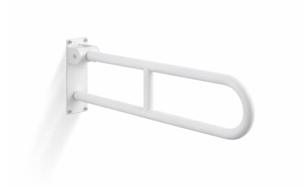 Barra de apoio para pessoas com deficiência, Ø32, arqueada e basculante, modelo STANDARD - 70 cm / aço inoxidável, branco mate