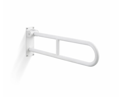 Barra de apoio para pessoas com deficiência, Ø32, arqueada e basculante, modelo STANDARD - 70 cm / aço inoxidável, branco mate