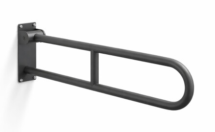 Barra de apoio para pessoas com deficiência, Ø32, arqueada e basculante, modelo STANDARD - 80 cm / aço inoxidável, preto mate