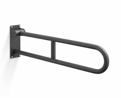 Barra de apoio para pessoas com deficiência, Ø32, arqueada e basculante, modelo STANDARD - 80 cm / aço inoxidável, preto mate