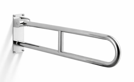 Barra de apoio para pessoas com deficiência, Ø32, arqueada e basculante, modelo STANDARD - 80 cm / aço inoxidável polido