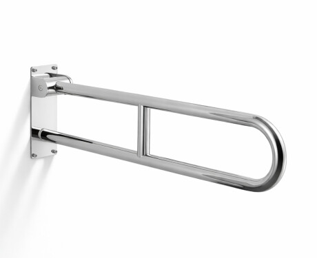 Barra de apoio para pessoas com deficiência, Ø32, arqueada e basculante, modelo STANDARD - 80 cm / aço inoxidável polido
