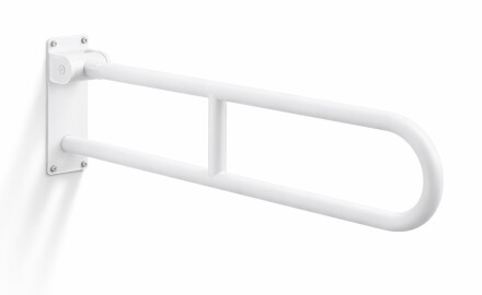 Barra de apoio para pessoas com deficiência, Ø32, arqueada e basculante, STANDARD - 80 cm / aço inoxidável, branco mate
