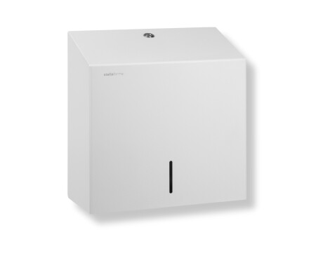 Dispensador de toalhas de papel dobradas em V (dimensões máximas da carga de papel: 25 x 11,5 x 24 cm) série R1 / aço inoxidável branco mate