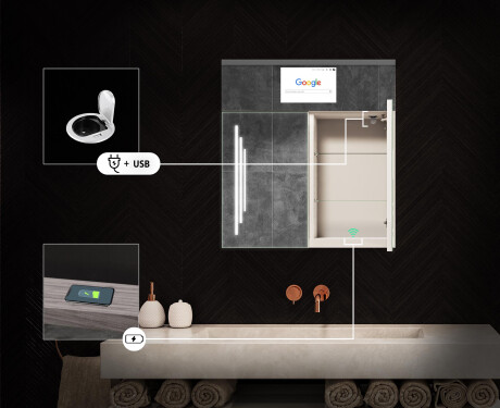 Smart Armário Com Espelho E Com Iluminação LED - L27 Sarah 66,5 x 72cm #7