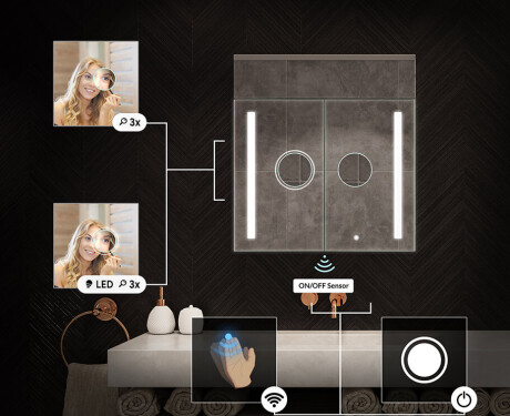 Armário de casa de banho com espelho LED L02 Emily 66,5 x 72 cm na cor Carvalho Oslo #5