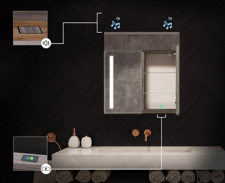 Armário de casa de banho com espelho LED L02 Emily 66,5 x 72 cm na cor Carvalho Oslo #6