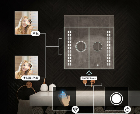 Armário Com Espelho E Com Iluminação LED - L55 Emily 66,5 x 72cm #5