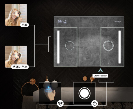 Armário de casa de banho suspenso com espelho LED L02 Emily 100 x 72 cm na cor San Marino #5