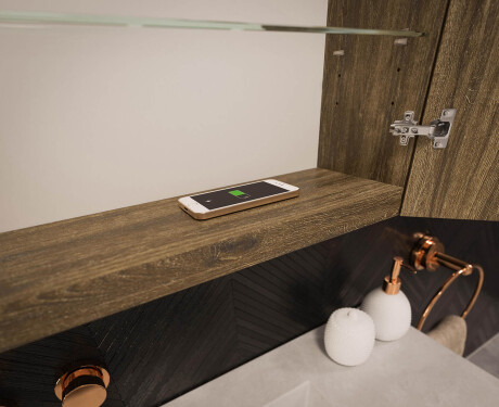 Armário de casa de banho suspenso com espelho LED L02 Emily 100 x 72 cm na cor Carvalho Oslo #12