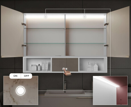 Armário De Casa De Banho LED Emma - De 2 Portas 100 x 72cm #5