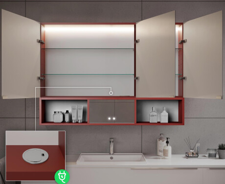 Armário De Casa De Banho LED Emma - De 3 Portas 100 x 72cm #10