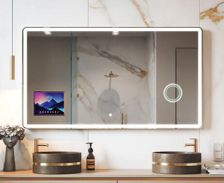 Espelho LED Moderno Arredondado com Moldura iPad Displine L141