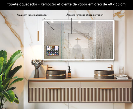 Espelho LED Moderno Arredondado com Moldura iPad Displine L141 #7