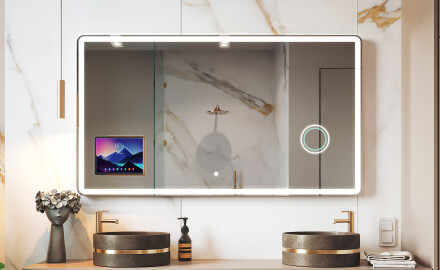 Espelho LED Moderno Arredondado com Moldura iPad Displine L141