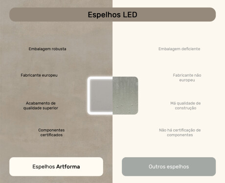 Espelho de banheiro arredondado com iluminação LED, bicolor, interruptor touch, tapete aquecedor #7