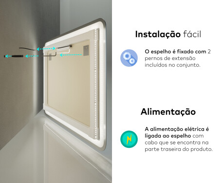 Espelho Para Casa De Banho Com Iluminação LED L144 #10