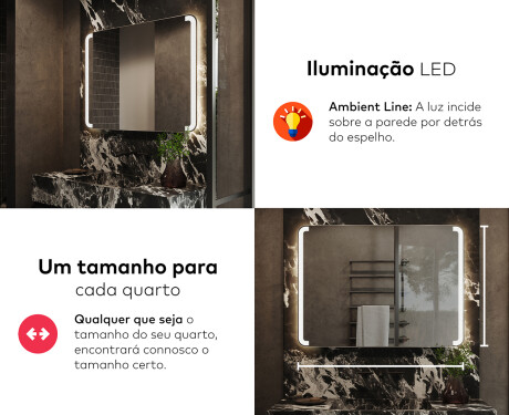 Espelho Para Casa De Banho Com Iluminação LED L144 #5