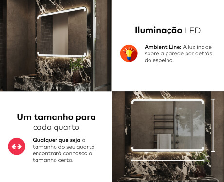 Espelho Para Casa De Banho Com Iluminação LED L145 #5